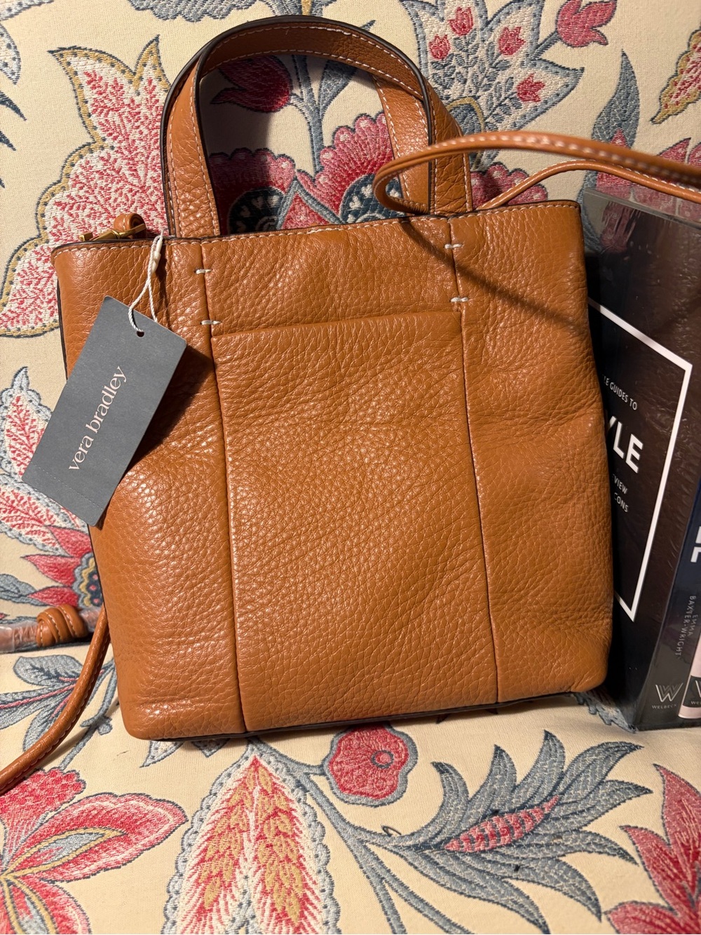 Vera Bradley NWT Pebbled Leather Mini Tote in Tan - Picture 3 of 7